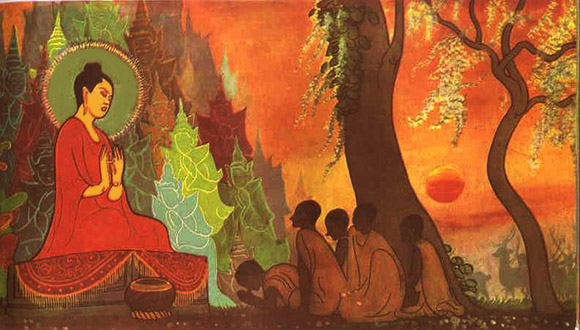 The Buddha preaching the first sermon 1